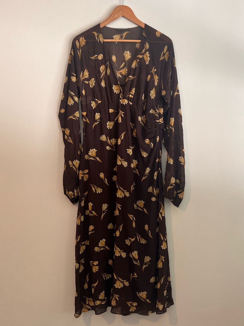 Dolce & Gabbana Black Midi Dress with Yellow Floral Motif